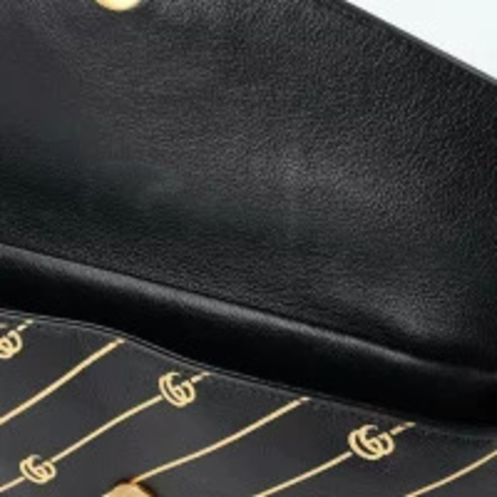 Gucci h Leather Cat White Black Chain Shoulder Bag Gold Face GG Marmont Double - Picture 11 of 13